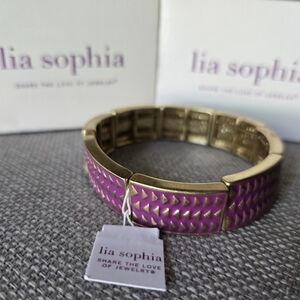 NWT Lia Sophia Gold and Purple Elastic Bracelet